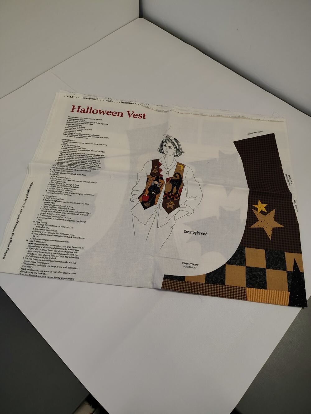 DreamSpinners Cranston VIP Halloween Vest Cut & Sew Fabric Panel Pattern Retro